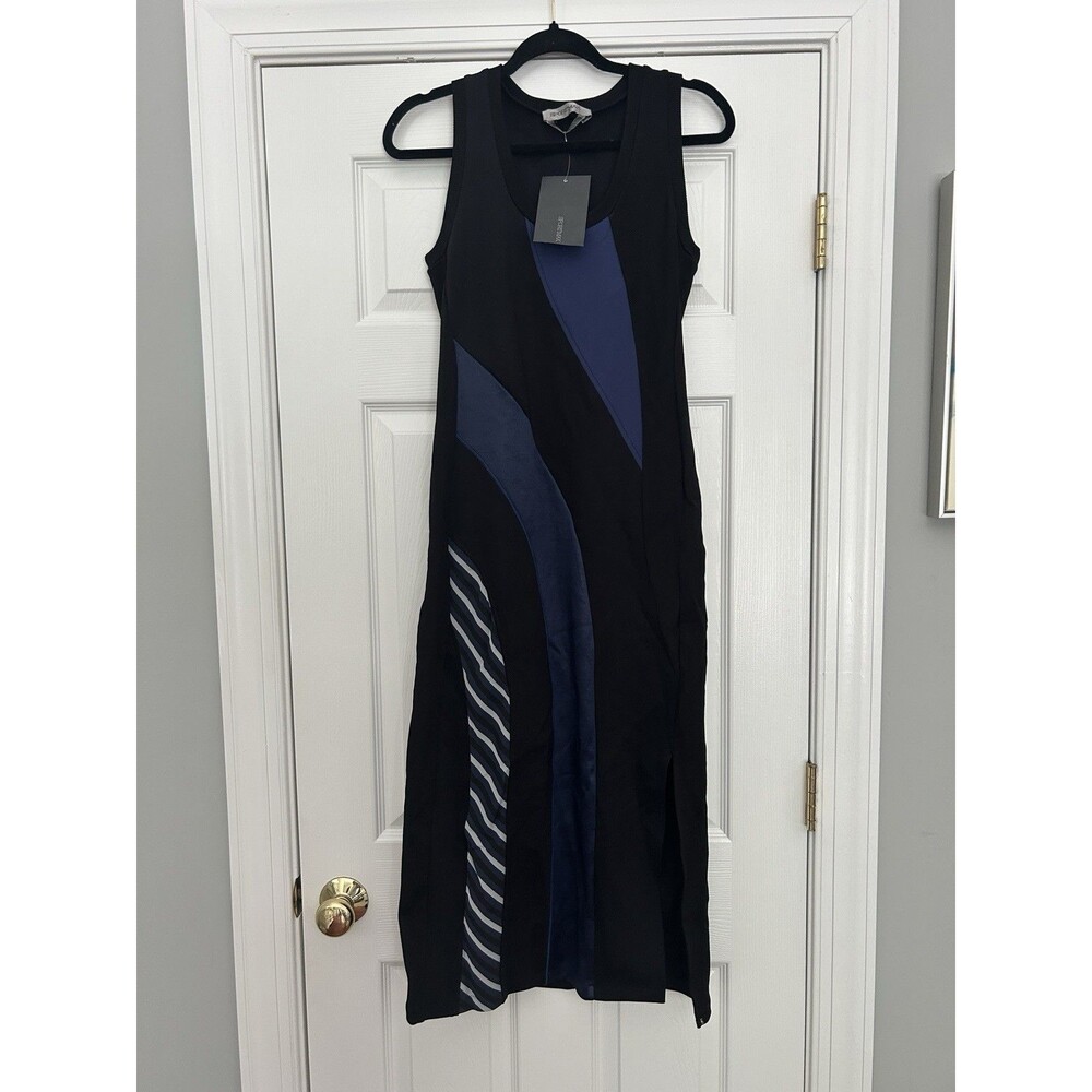 Max Mara Sportmax Women’s Size Small Black Navy Jersey Dress Maxi Stretch NEW